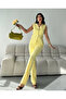 Women's Gold Buttoned Vest Trousers Suit Yellow - 4