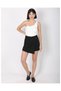 Women's Black Buttoned Asymmetry Shorts Skirt - 5