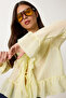 Flounced See-Through Woven Blouse Yellow Lmx0089 - 5