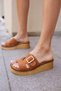 Raffica Women's Taba Real Leather Suet Buckle Detail Slippers - 2