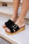 Raffica Women's Black Real Leather Suet Slippers - 6