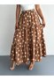 Women's Polka Dot Elastic Waist Full Mold Pleated Linen Fabric Long Skirt Length 100 cm - 4