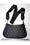 Black Women's Baguette Bag with Pattern on It - 2