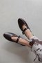 Jin Women's Wrinkled Leather Ballerina Brown - 2