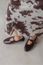 Jin Women's Wrinkled Leather Ballerina Brown
