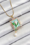 316L Steel Chain Turquoise Artistic Portrait Dangle Pearl Detailed Tulip Model Gold Color Women's Necklace