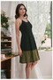 Khaki/Black Rope Strap F Eyelet Embroidery Detailed Summer Knitted Dress - 4