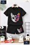 Children's “Cat Geometric“ Special Printed Crew Neck T-Shirt - Shorts Set - 2