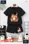 Children's “School Children Sinser 3Lu“ Special Printed Crew Neck T-Shirt - Shorts Set - 2