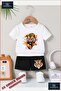 Children's "Tiger on Pence" Special Printed Crew Neck T-Shirt - Shorts Set - 2