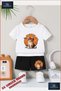 Children's "Summer with Cat Glasses" Special Printed Crew Neck T-Shirt - Shorts Set - 2