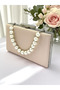 Sand Color Matte Skin Leather Pearl Handle Women Evening Dress Bag Wedding Engagement Graduation - 3