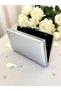 Silver Gray Lame Color Matte Skin Leather Stone Handle Women's Evening Dress Bag Wedding Engagement Graduation - 5