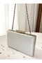Bridal Bag Ecru Color Matte Skin Leather Metal Handle Women's Evening Dress Bag - 7