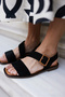 Poster Women's Black Real Suet Buckle Detail Sandals - 8