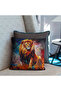 Realistic Scenic Nature Themed Digital Printed Throw Pillow with Lion Figure - Pillow Case