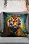 Realistic Scenic Nature Themed Digital Printed Throw Pillow with Tiger Figure - Pillow Case - 2