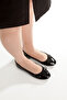 '' Emel'' Black Patent Leather Round Toe Flat Bottom Mustache Bow Ballerina Ballet New Season - 4
