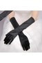 Long Size Extra Shiny Satin Gloves Black Color