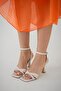 Libby Cross Strap Women's Leather Heeled Shoes Ecru