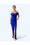 Elegant Off the Shoulder, Strapless, Slit Long Evening Dress - Cobalt Blue
