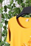 Women's Plus Size Lycra Glitter Printed Short Sleeve Mother T-Shirt Blouse - Mustard - 6