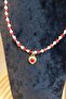 - Özlem 9422 4557 Handmade Heart Detailed Red and White Crystal Bead Necklace - 3