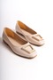 Kaylee Laceless Orthopedic Comfortable Sole Buckle Detailed Women's Ballerina Shoes Ckt - Cream - 4