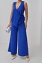 Women's Scarlett Double Breasted Lapel Side Tie Suit, Summer Blouse-Pants Set - 5