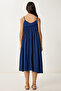 Summer Woven Dress with Strap Dark Blue Lrc0002 - 5