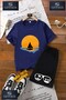 Kids “Sailing Sun Black“ Custom Printed Crew Neck T-Shirt - Shorts Set