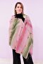 Hand-Woven Wool Shawl 65 X 205 cm - Pink-Green