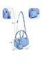 Blue Shk207 Faux Leather Charm Detailed Zippered Hand, Arm and Shoulder Bag with Strap - 4