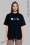 Women's Crew Neck Sea Themed Printed Cotton Oversize Short Sleeve T-Shirt
