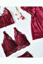 5 Piece Satin Burgundy Shorts and Bra Dowry Set - 2
