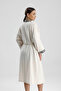 Pera Straw Fabric Women's Kimono Knee Length Wide Sleeve - 5