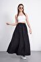 Long Elastic Waist Poplin Fabric Double Pocket Relaxed Cut Hijab Skirt Unlined (Length 90 cm)