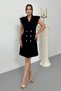 Women's Dress Short Double Breasted Lapel Flange Sleeve Ruffled Button Detail Jacket Dress