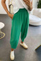 Women's Baggy Trousers – Vibrant Emerald Green Four Seasons Gabardine, Comfortable Fit, Elastic Waist 4003 - 5