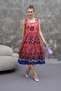 Women's Ethnic Patterned Square Collar Long Dress 260487 - 260624