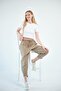 Clothing Waist Lace-Up Mom Fit Modal Pants Khaki