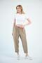 Clothing Waist Lace-Up Mom Fit Modal Pants Khaki - 4