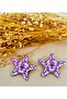 Pink Embroidered Brand Star Earrings on White 6 cm - 4