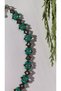 Green Colored Crystal Beads and Platinum Colored Sand Beaded Bead Necklace with Silver Accessories - 4