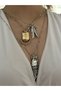 3 Row Byyeşo Charm Detail Long Necklace