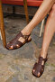 Patto Women's Brown Leather Strap Sandals - 3