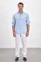 Italian Collar Striped Comfort Fit 100% Linen Men's Shirt - 5