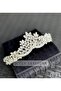 Lya Diamond White Crystal Stone Luxury Design Engagement Bridal Tiara Metal Crown High-Topped Authentic Motif - 3