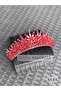 Nyra Ruby Red Crystal Stone Luxury Design Engagement Bridal Tiara Metal Crown with High Authentic Motif - 5