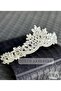 Lya Diamond White Crystal Stone Luxury Design Engagement Bridal Tiara Metal Crown High-Topped Authentic Motif - 4